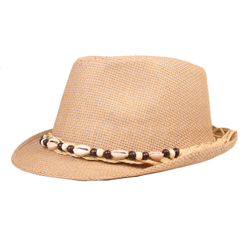 Application ng Mens Shell Beach Sun Straw Trilby Hat