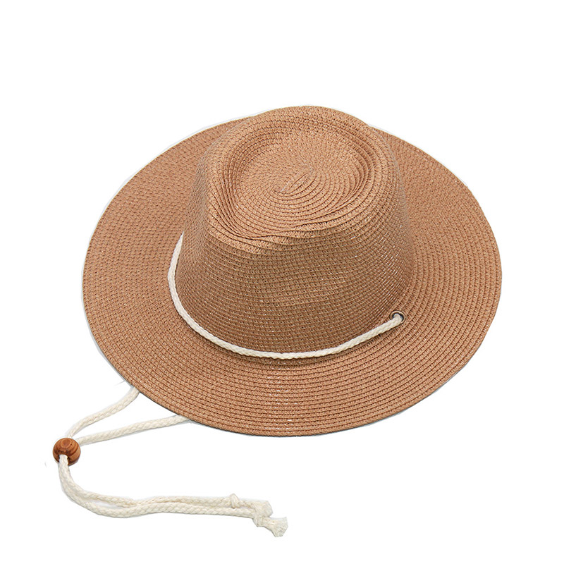 Custom na Brand na Paper Straw Fedora Hat na may Drawstring