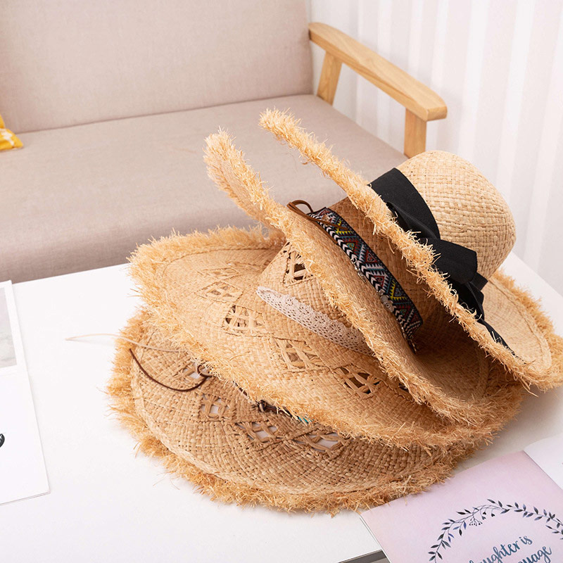 Custom na Disenyo ng Lady Beach Raffia Straw Floppy Hat