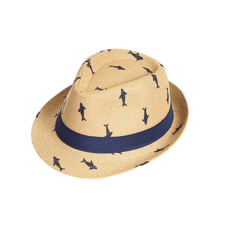 Custom na Logo Kids Straw Fedora Hat