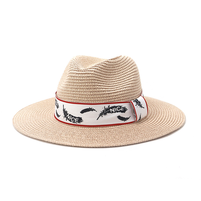 Custom na Logo Mens Fedora Straw Hat