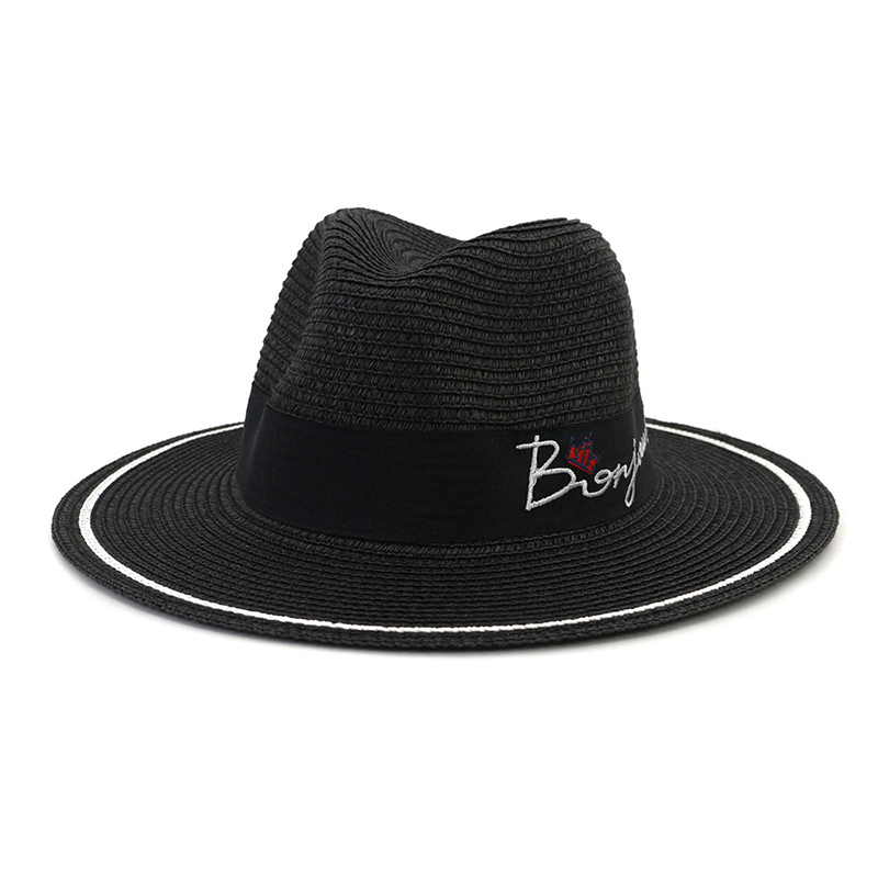 Custom na Logo Women Straw Fedora Hat