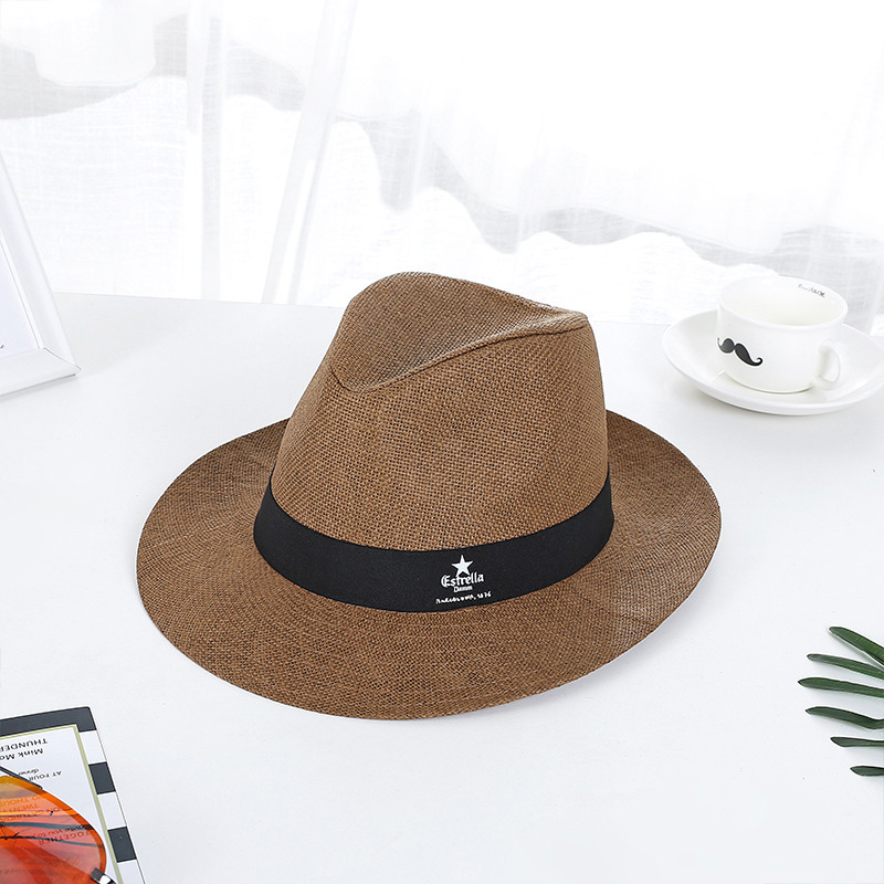 Custom na Naka-print na Logo Fedora Straw Hat para sa Kaganapan