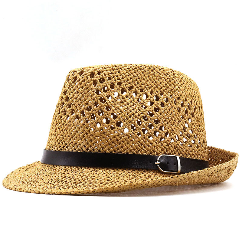 Fashion Beach Outdoor Handwoven Straw Trilby Hat para sa Mens