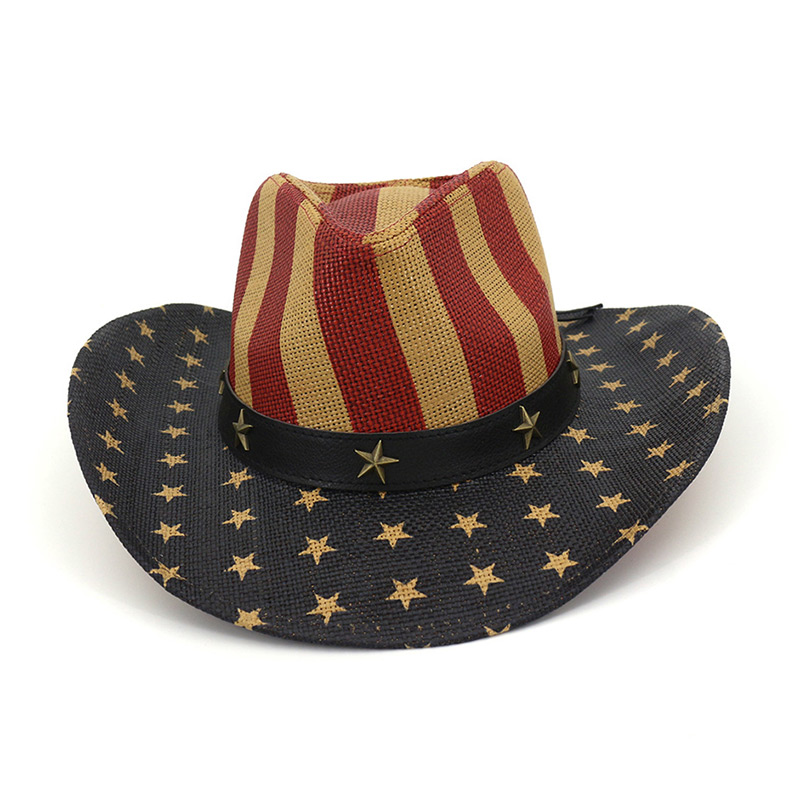 I-flag Print Cowboy Straw Hat