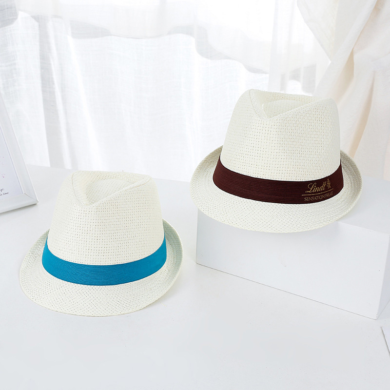 Golden Logo Trilby Sun Straw Hat para sa Promosyon