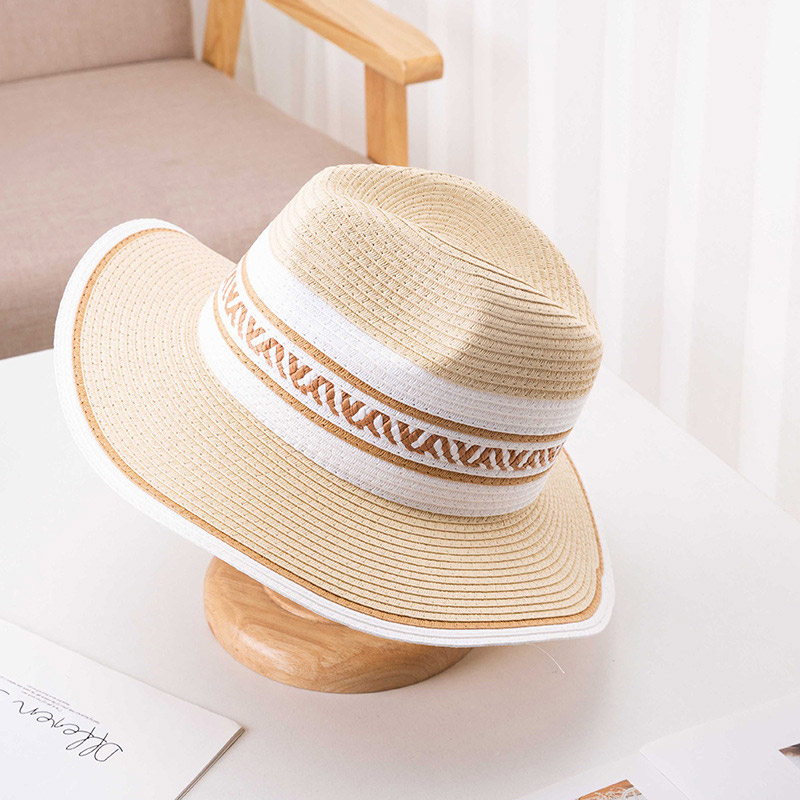 De-kalidad na Summer Stripe Straw Fedora Sun Hat