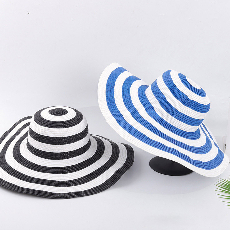 In Stock Stripe Floppy Sun Hat para sa Lady