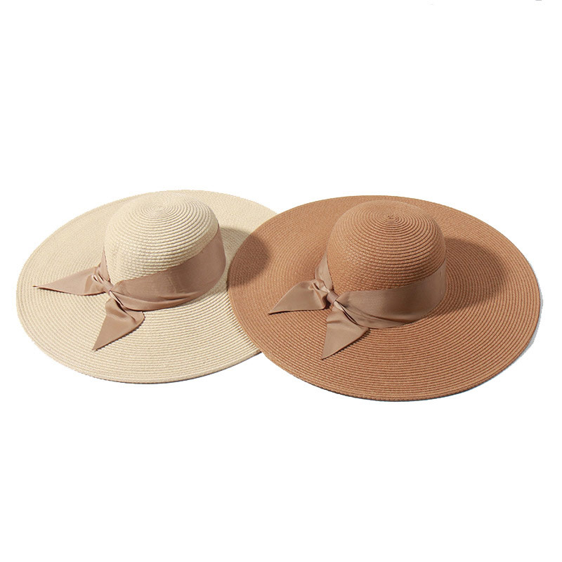 Lady Elagent Straw Floppy Hat na may Bowknot