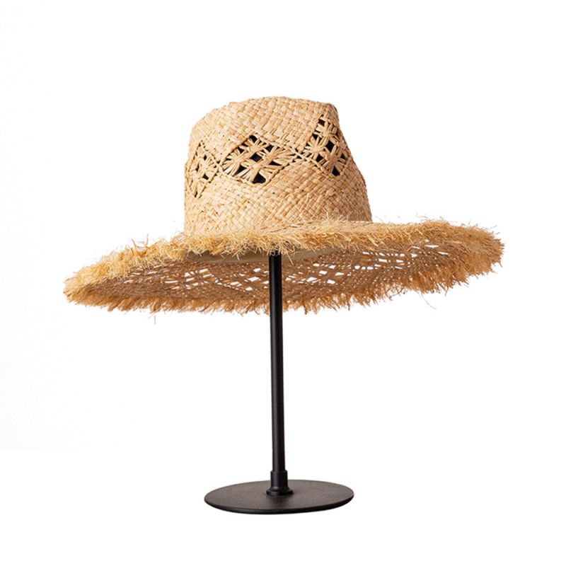 Lady's raffia straw fedora sun hat na gawa sa China