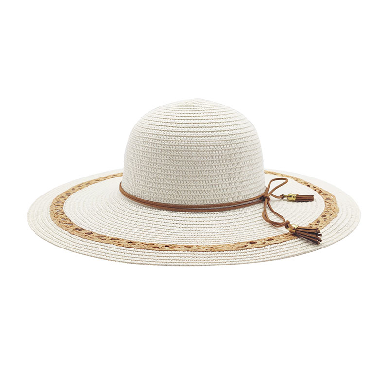 Bagong Disenyong Travel Straw Braid White Floppy Hat