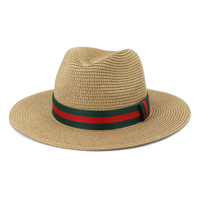 Ribbon Trim Solid Color China Panama Straw Hat