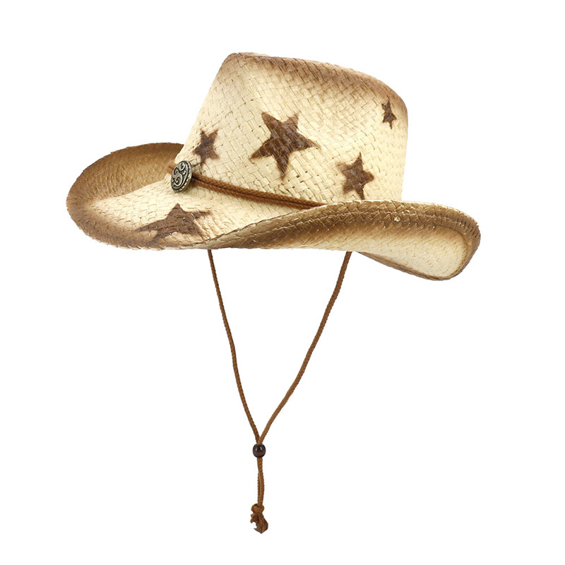 Star Print Cowboy Straw Hat