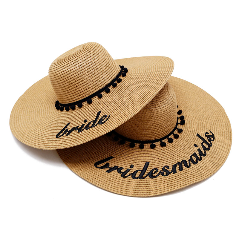 Sun Protect Bride Straw Hat para sa Honeymoon