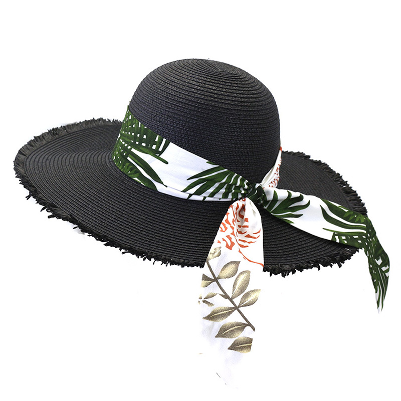 Tropical Ribbon Floppy Hat para sa mga Babae