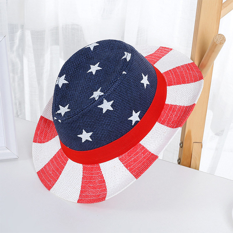 US Flag Western Cowboy Straw Hat